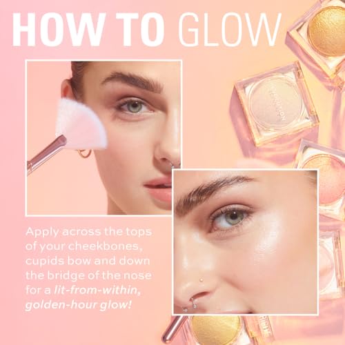 Revolution Beauty London, Beam Bright Highlighter, All Over Face Glow, Powder To Liquid Formula, 5 Different Shades, Diamond Glow