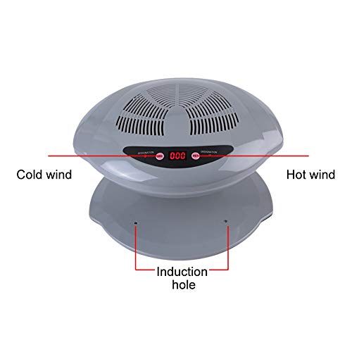 Air Nail Dryer, 400W Intelligent Automatic Sensor Hot & Cold Air Nail Polish Drying Fan Manicure Tool for Home Salon Both Hands and Feet Use, Grey