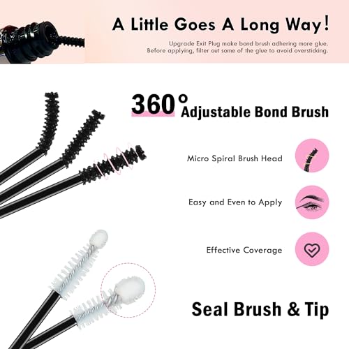 Lash Bond and Seal Waterproof, Cluster Lash Glue Bond and Seal Lash Glue, Strong Hold 72h for Eyelash Clusters, Latex Free Sensitive Eyes Available 10ML (Pack of 2)