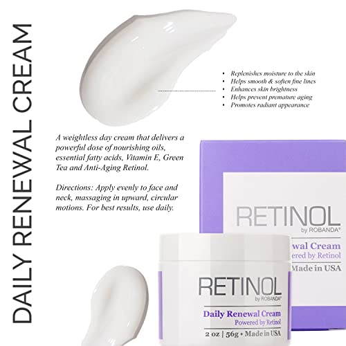 Robanda Retinol Daily Renewal Cream¦¢ Weightless All Day Anti Wrinkle Cream With Retinol For Face and Neck