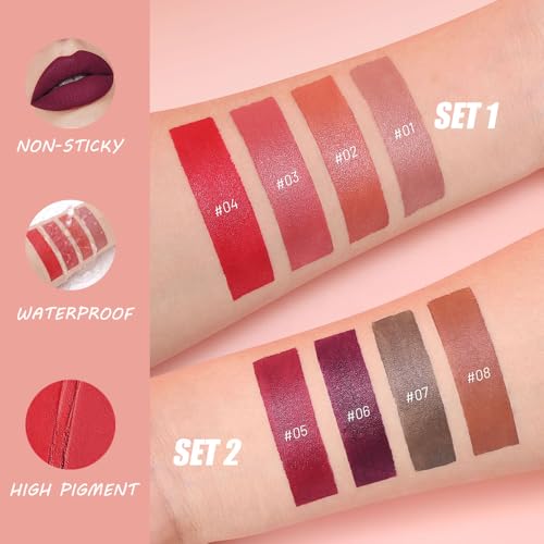 Matte Lip Lipstick Crayon Lip Liner Thick Pencil, High-Pigment Outline lips, Non-sticky Matte Velvet Texture, Waterproof & Smudge-Proof Longwear Pigmented, Fit for all tones 06#