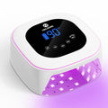 Cordless UV LED Nail Lamp, 80W Rechargeable Nail Dryer with 4 Timers, Atmosphere Light & Mirror Base, UV Light for All Gel Nails, Ideal for Training,Nail Art Practice,Home & Salon Use (White)