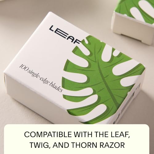 Leaf Shave | Leaf Single-Edge Safety Razor Blades, Platinum-Coated Stainless Steel Refills Compatible with Twig & Thorn Razor, and Dermaplaner, 100 Count