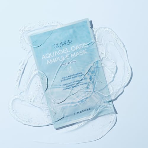 SUPER AQUAGEL OASIS AMPULE MASK | Hydrating, Soothing, Blemish Care | Hyaluronic Acid, Allantoin | Korean Face Mask (5 Count (Pack of 1)