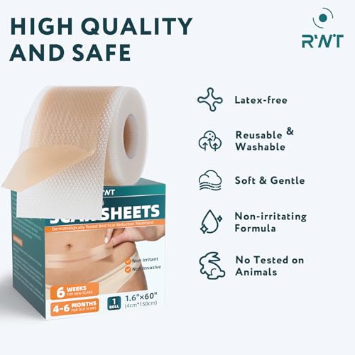 Silicone Scar Tape - 60" x 1.6" Roll - 1.5M, Scar Treatment for Improves Surgical, Keloid, Hypertrophic Scars - Medical Grade Reusable Silicone Scar Sheets
