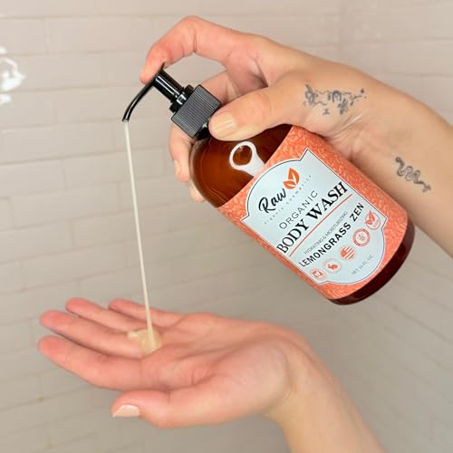USDA Organic Lemongrass Body Wash for Sensitive Skin - pH 5.5 Balanced Shower Gel with Shea Butter & Essential Oils - Aromatherapy, Sulfate-Free, Vegan, 16 oz - Made in USA
