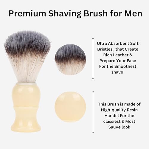 Premium Badger Shaving Brush for Men ? Soft Bristles & Wood Handle | Perfect Shaving Cream Brush for Wet Shave | Luxury Gift for Men, Dad & Boyfriend, Off White