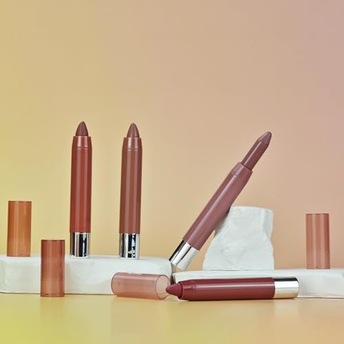 2Pcs Mauve & Wine Plum Hydrating Cream Lipsticks Lip Crayon for Women, Moisturing Lipstick Longwear Lip Liner Crayon Set for Ombre Shades, Matte Creamy Lips Stick Natural Nourishing Lips Balm Set, D