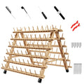 Braiding Hair Rack - Multifunction Extensions Holder Braiding Rack for Hair Stylist (120 Spool, Wood color)