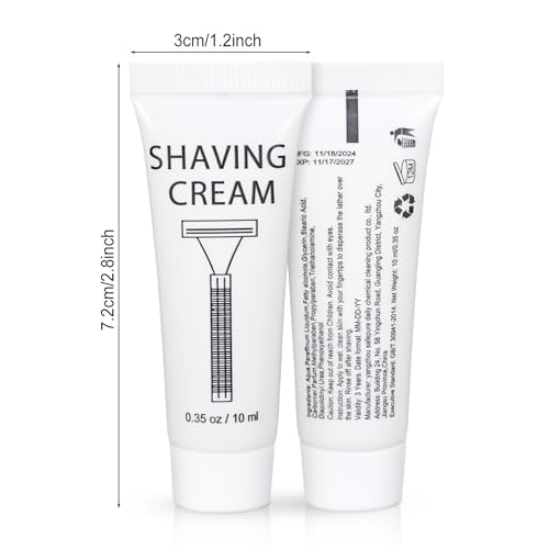Pack of 100 Disposable Shaving Cream Bulk, Individually Wrapped, 10g/0.35 oz, Travel Size Hotel Toiletries Amenities