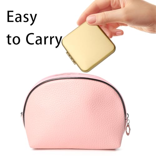 Compact Mirror, Pocket Travel Makeup Mirror for Purse, Metal Square Shell, 2-Sided 1X/2X Magnifying, Portable, Folding, Handheld, Gold,12 Pack