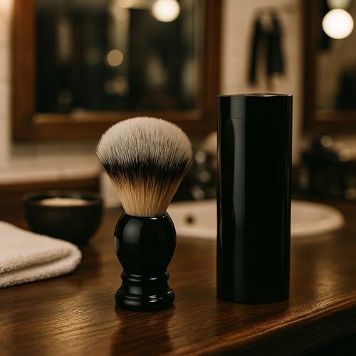 G.B.S Synthetic Shaving Brush with Travel Tube - Professional Wet Shaving Kit, Vegan Bristles, Men¡¯s Grooming Essentials
