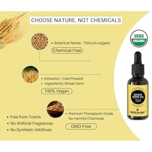 EARTH N PURE Wheat Germ Oil (Gehu Oil) Cold Pressed, Natural and Therapeutic Grade- 50 ml