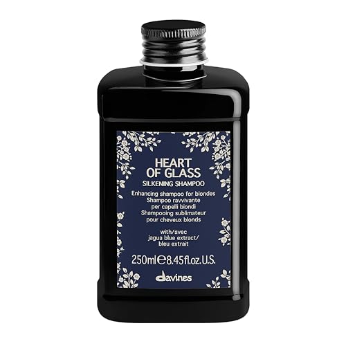 Davines Heart of Glass Silkening Shampoo, Enhancing Blue Shampoo for Blonde & Silver Hair - Gentle Cleanser with Jagua Blue Extract Balances Tones, Illuminates & Nourishes Weightlessly