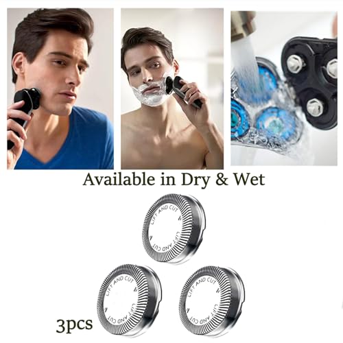 6PCS HQ56 Compatible with Steel Replacement Heads for Philips Norelco Razor fits for HQ6940 HQ6868 HQ6970 (3-Pack)