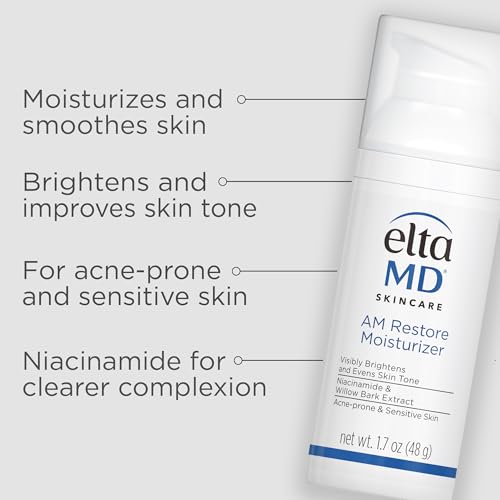 EltaMD AM Restore Face Moisturizer for Women and Men, Light Moisturizer Face Cream, Made with Niacinamide and Hyaluronic Acid, 1.7 oz Pump