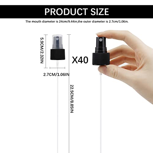 FERCAISH 40 Pcs Spray Bottle Tops, Replacement Pump Heads, Reusable Dispenser Caps, Fine Mist Sprayer, Cosmetic Spray Bottle (24 Caliber-Black)