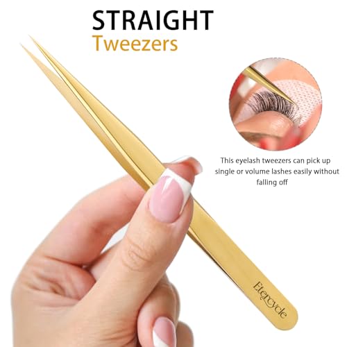 Etercycle High Precision Lash Tweezers Set - Includes 3 Stainless Steel Eyelash Tweezers for Classic Individual and Volume Lash Extensions. Complete with Storage Box