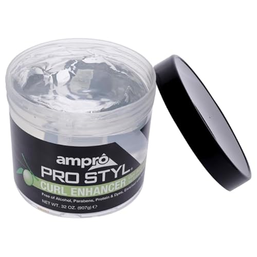 AmPro Pro Styl Curl Enhancer - Gel Activator with Olive Oil to Moisturize and Define Coils and Waves - Helps Protect and Hydrate Hair Shaft - Tames and Adds Shine to Tresses - Extra - 32 oz