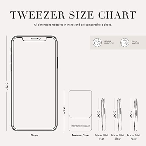 Tweezerman Hollygraphic Micro Mini Slant & Point Tweezer Set - Eyebrow Tweezers for Women and Men