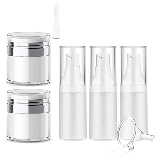 Airless Pump Bottles, Airless Cosmetic Container with Cosmetic Spatula -Refillable Container for Creams, Gels & Lotions,Travel Containers for Toiletries