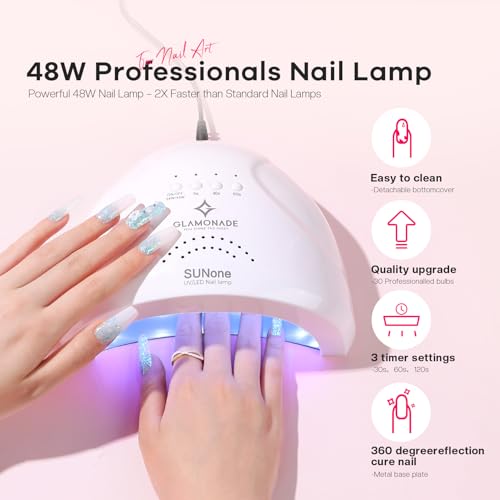 Acrylic Nail Kit with Everything: 0 Experience Required Complete Beginner Acrylic Nail Starter Kit with 48W Nail Lamp & Drill for Home DIY Manicure