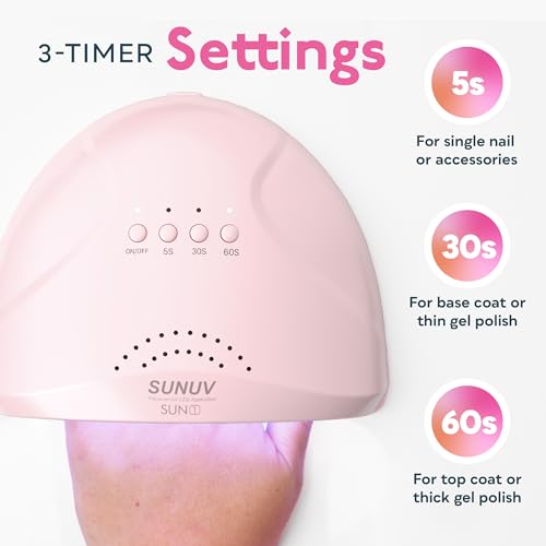 SUNUV 48W UV Light for Nails - SUNone Pink Hema-Free Gel Polish Kit, 6 Color Set