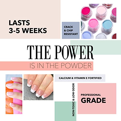 Revel Nail Dip Powder Starter Kit, 4-Color French Manicure Set with Base Coat, Activator, Finish Gel & Gel Thinner, Made in USA