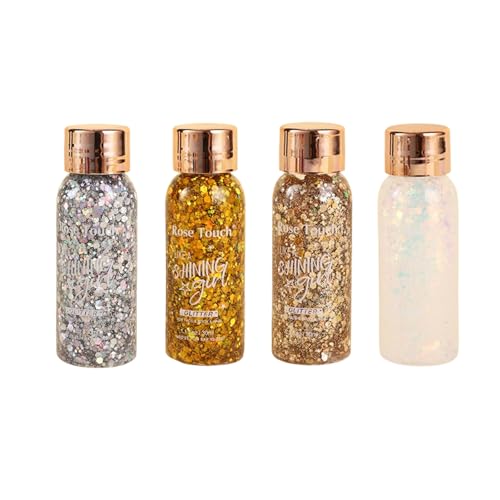 Body Glitter Gel, Holographic Chunky Glitters for Body Hair Face Nails, Colorful Mermaids Shimmer Sparkle Makeup for Parties, Halloween, Singer Concerts Disco Festival Rave Accessories