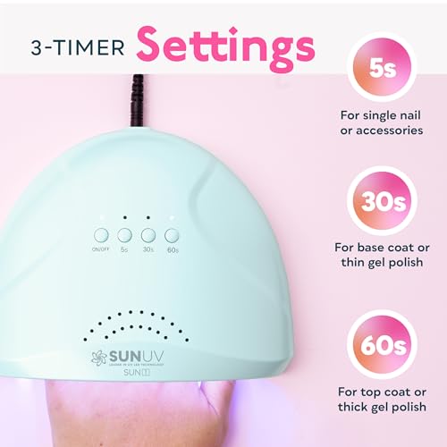 SUNUV Nail Dryer, UV Light Gloves for Gel Nails, Fingerless UPF 50+ Anti UV Gloves for Gel Lamp, Nails Dryer with Sensor 2 Timers SUNONE Blue