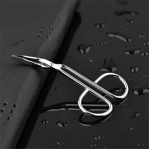 2Pcs Silver Eyebrow Scissors,Elbow Pliers Clip Scissors,Flat Tip Hair Plucker Removal Tweezers,Stainless Steel