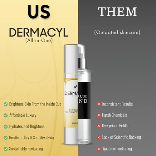 Dermacyl Vitamin C Serum for Face - Peptides c Total Package Serum with Hyaluronic Acid - All-in-One Vitamin Formula for Anti Aging, Hydration, Firms, Lifts, Targets Age spots - Fine Lines & Wrinkles