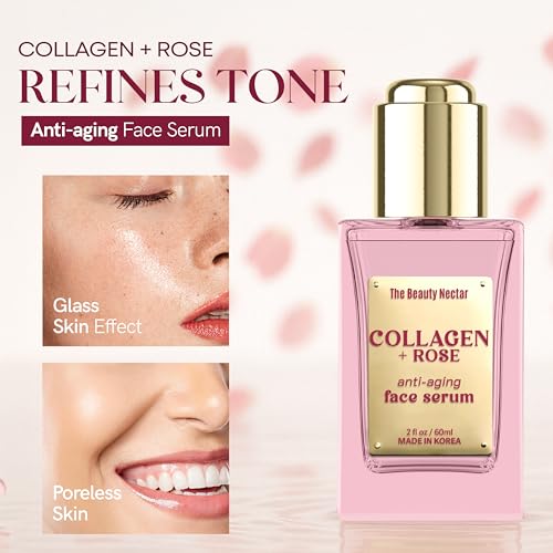 Collagen Face Serum with Rose ? Firms Skin, Boosts Hydration, Soothes Dryness ? Dermatologist Tested, Anti-Aging, Korean Skin Care ? Clean Vegan Formula for Sensitive Skin ? 2 Fl Oz