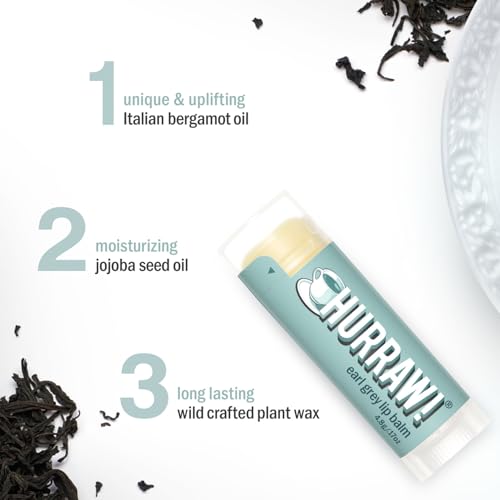 Hurraw! Earl Grey Lip Balm, 3 Pack: Organic, Certified Vegan, Cruelty and Gluten Free. Non-GMO, 100% Natural Ingredients. Bee, Shea, Soy and Palm Free. Made in USA