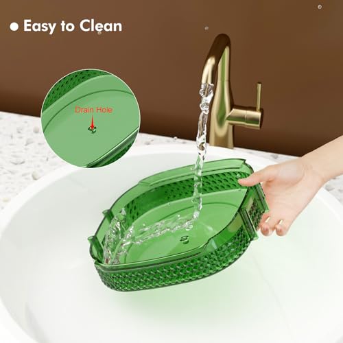 Awenia Rotating Makeup Organizer 360, Stackable Adjustable Large Capacity Cosmetic Storage Unit,Dresser Bathroom Kitchen Countertop Organizer with Metal Handle, Plus Size (Gem Green, 3 Tier)