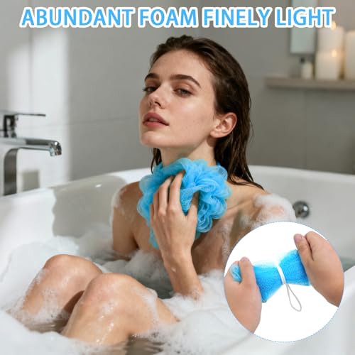 210 Pcs Loofahs Bulk 20g Multicolor Bathing Sponge Cleaning Wash Puff Accessories Soft Mesh Shower Luffas Exfoliating Body Scrubber Packs for Women Men Travel