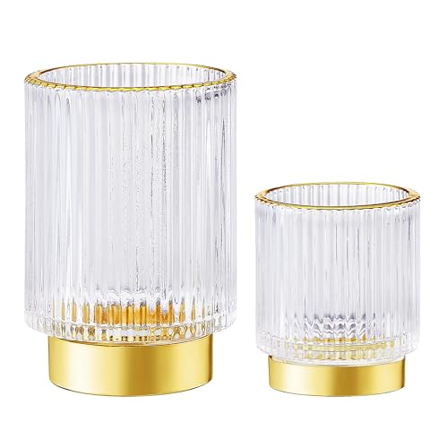 Makeup Brush Holder Organizer,Toothbrush Holders,Desk Pen Pencil Holder,Multifunctional Vintage Glass Brush Cup£¨S+L/White/A3-4-US£©