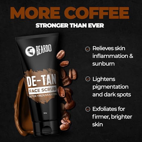 Beardo DeTan Face Scrub for Men, 100 gm | Coffee Scrub for Blackhead & Tan Removal | Natural Glow | Rejuvenates Skin