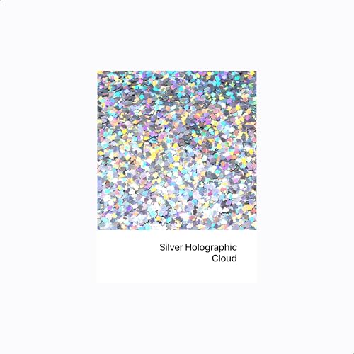 Hemway Ultra Sparkle Glitter - 1/8" 0.125" 3mm - Cloud Sequin Glitter, Arts, Crafts, Nail, Body and Face - Silver Holographic - 50g