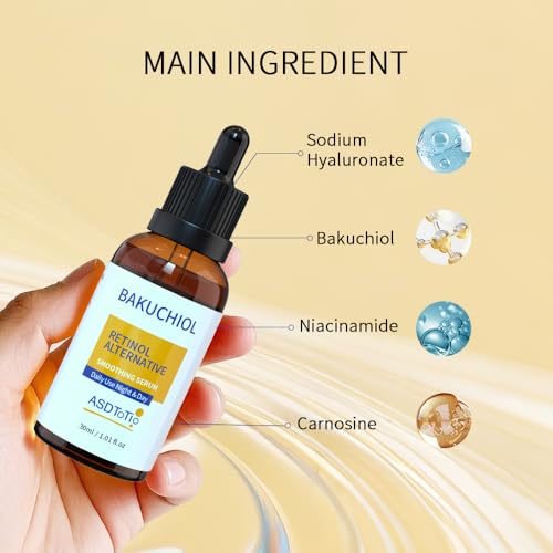 Bakuchiol Retinol Alternative Face Serum - With Niacinamide, Hyaluronic Acid & Vitamin E for Wrinkle Reduction Skin Firming & Smoothing, Sensitive Skin Care (1 fl.oz / 30ml)