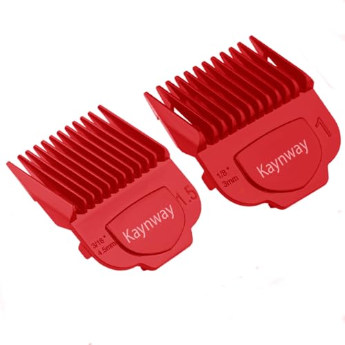 for Andis Clipper Guards, Professional Clipper Guard Comb Guides with Magetic Clip for Andis Master Hair Clippers - Size #1 & #1.5 -Length 1/8¡±and 3/16¡± (2Pack Red)