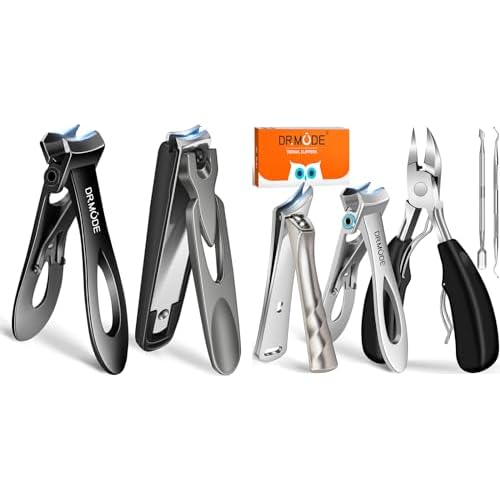 Toenail Clippers for Seniors Thick Toenails, Heavy Duty Large Toe Nail Clippers for Men Thick Ingrown Nails with Wide Opening, Anti Splash Fingernail Clipper with Catcher, Slanted Curved Nail Cutter