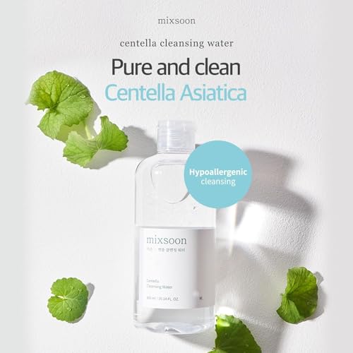 mixsoon Centella Cleansing Water 10.14 fl oz / 300ml Face Cleanser for Sensitive Skin Centella Asiatica Aloe Vera Korean Glass Skin Care