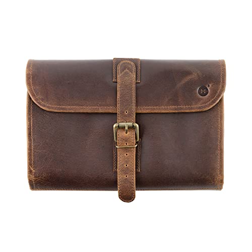 moonster Hanging Toiletry Bag for Men & Women, Leather Travel Bag with Hanging Hook, Dopp Kit Shower Bag