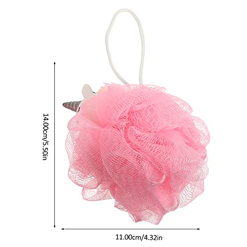 Uonlytech Unicorn Bath Loofah Sponge Mesh Pouf Unicorn Shaped Scrubber Baby Bathtub Shower Loofah Sponge Bath Mesh Balls for Girls Adults