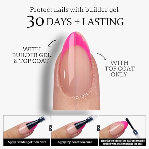 btartboxnails Gap-filled Solid Nail Gel and Long Square Brighter Pastel French Tip Press on Nails Set