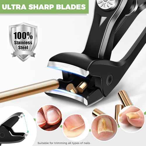 Toenail Clippers for Thick Toenails for Seniors, Angled Head Large Toe Nail Clippers for Men, Heavy Duty Nail Clippers with Wide Jaw Opening, Fingernail Clipper Nail Cutter with Long Handle