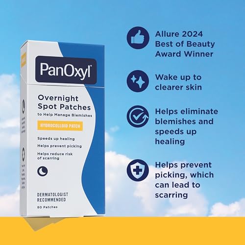 PanOxyl PM Overnight Spot Patches,Advanced Hydrocolloid Healing Technology,Fragrance Free,80 Count (Pack of 2)
