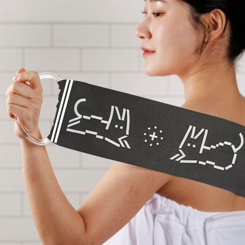 Exfoliating Shower Towel for Back Scrub - ttaemigo is a Premium exfoliating wash Cloth Made from The Secret Exfoliation Method of The Korean Royal Family. (Black)