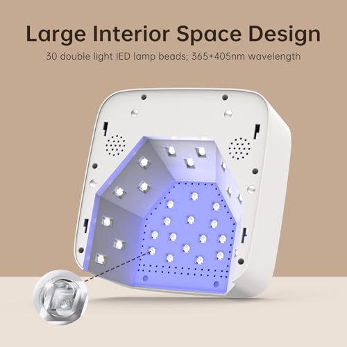 UV Nail Lamp CHRISTINE SHELLY, Rechargeable LED Nail Light Professional Nail Dryer with 4 Timer Setting, Touch Control & Auto Sensor Curing lamp, White Women